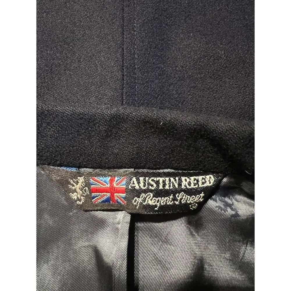 Vintage Austin Reed 40L Navy Blue Flannel Blazer Shank Buttons Unconstructed - Picture 4 of 16